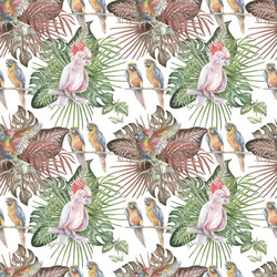 Bird flowers and leaves watercolor vector