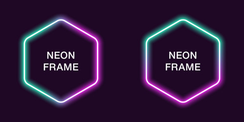 Neon frame in hexagonal shape template vector