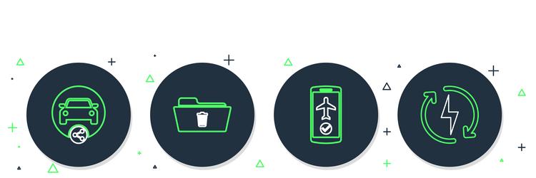 set line delete folder flight mode in the mobile vector image
