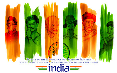 Tricolor india background with nation hero vector