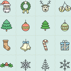 christmas icons set - simplus series vector