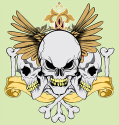 Vintage Wing Skull Graphic Vector Image