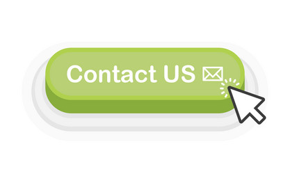 Contact us green 3d button in flat style isolated vector