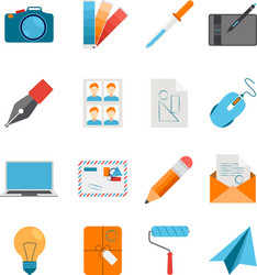 flat icons set for web and graphic design vector