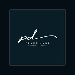 PD Initial Signature Logo - Elegant Script vector image