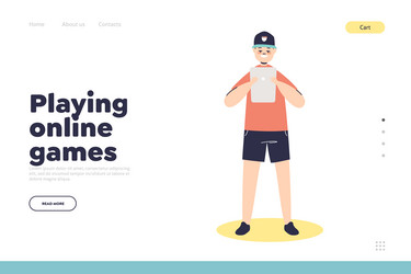 Playing online games concept of landing page vector