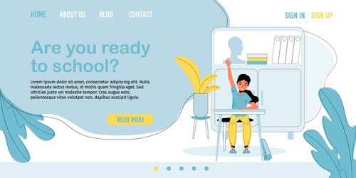 Back to school preparation for study landing page vector