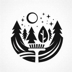 Dark Forest Moon Silhouette Emblem Vector Image