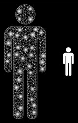 man figure - bright web net with glare spots vector image
