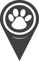 Map pointer paw print icon vector