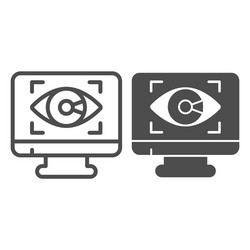 monitor with eye line and solid icon web security vector image