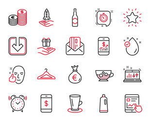 set line icons related to shampoo vector