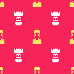 yellow nerd geek icon isolated seamless pattern vector image