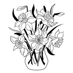 Daffodil and Narcissus in Vase vector image