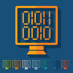 flat design computer screen with binary vector image
