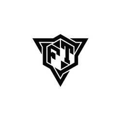 Ft logo monogram hexagon shape with triangle Vector Image