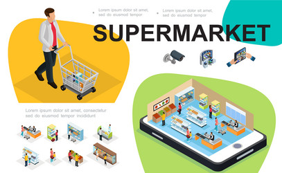 Isometric Supermarket Scene Royalty Free Vector Image