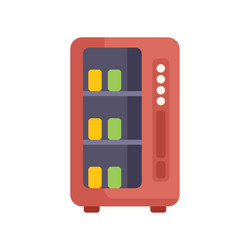 red vending machine dispensing snacks and drinks vector image