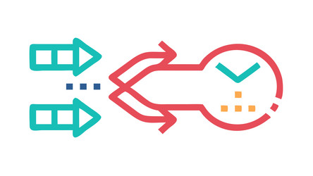 dynamic data flow process with directional arrows vector image
