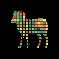 Ram farm mammal color silhouette animal vector