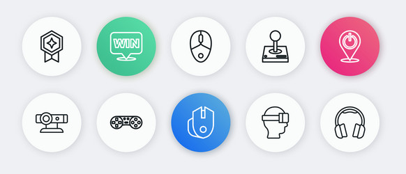 set line computer mouse power button web camera vector image