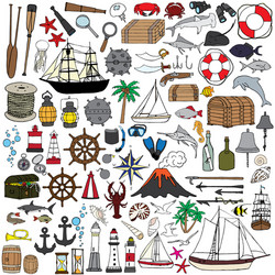set of objects symbolizing navigation vector image