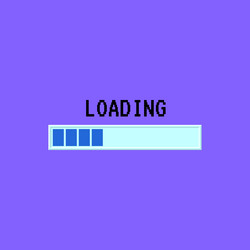 Cartoon color pixel progress loading bar sign ui vector