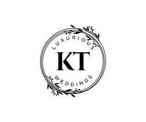 Kt initials letter wedding monogram logos Vector Image