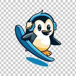 penguins surfing vector