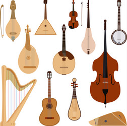 set of stringed dreamed musical instruments vector