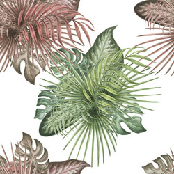 Bird flowers and leaves watercolor vector