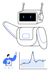 friendly robot with data analytics vector image