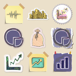 hand drawn finance emblems set isolated vector