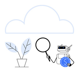 robot exploring growth potential with magnifying vector image