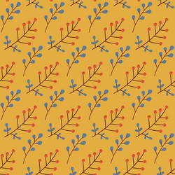 Seamless pattern with leaves and berries warm vector