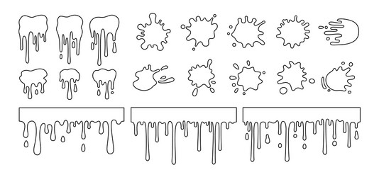 splash outline shape blob set black line vector