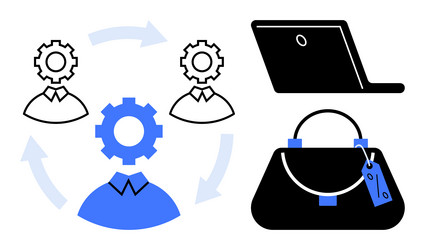 collaboration and networking concepts with gear vector image