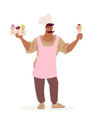 man sells ice cream vector