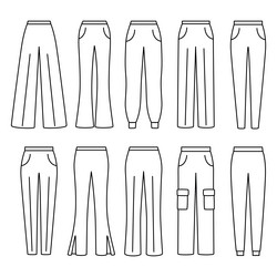 set of woman pants in different styles vector