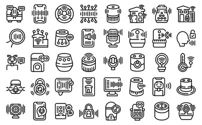 Smart assistant icons set outline vector