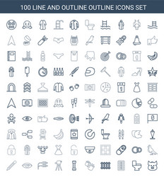 100 outline icons vector