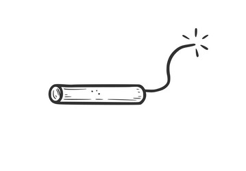 Hand drawn dynamite with fire element vector