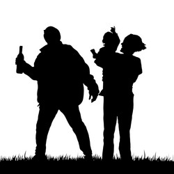 mom with child happy and drunk man Vector Image