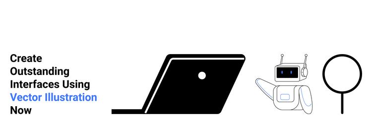 robot analyzing data using a laptop vector image