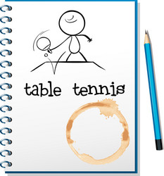 a notebook with sketch of person playing table vector image