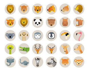 Wild animals icon set Royalty Free Vector Image