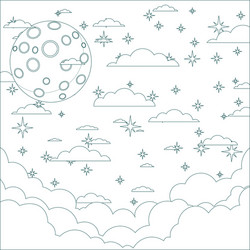 A cartoon moon with space for text in the clouds vector