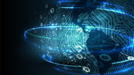 blue abstract network background with globe vector image