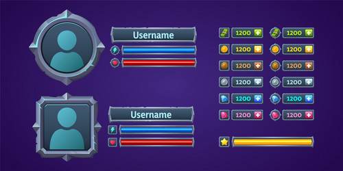 game ui profile user menu interface 2d design vector image