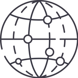 Global data encryption line icon concept vector